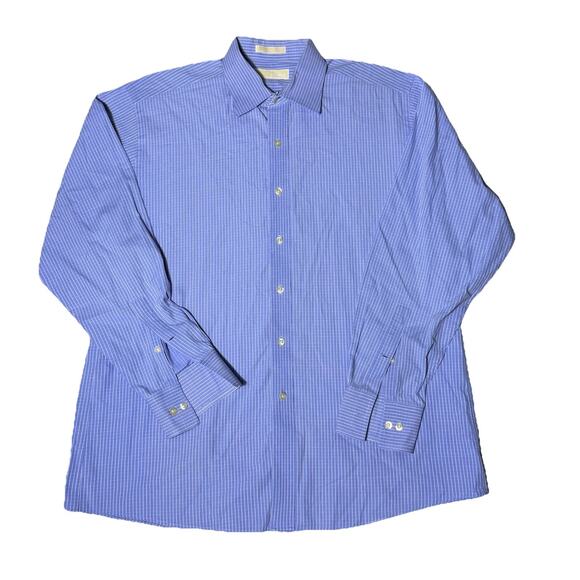 Michael Kors Mens Blue Button Down Shirt XL 17 34/35 EUC Office Work Dress Shirt - Picture 1 of 5